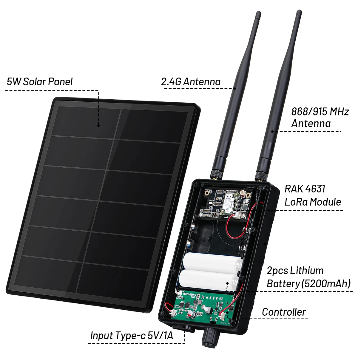 KEEPTEEN D5 Solar Lora Node Meshtastic – Ripetitore Off-grid Con Pannello Solare E Batteria 5000mAh Per Comunicazioni A Lungo Raggio - 3