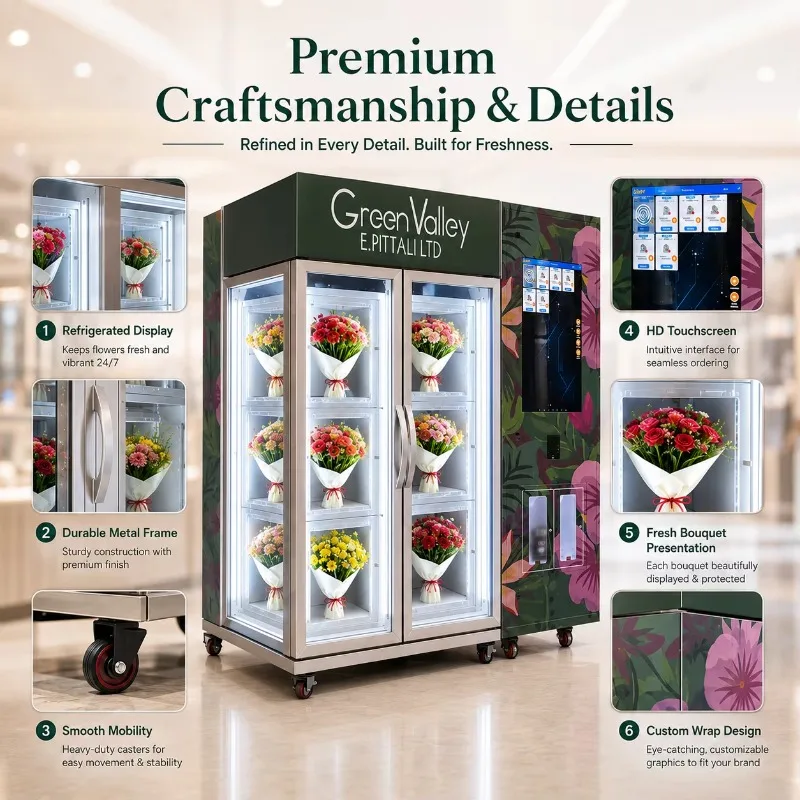 Fresh Flower Vending Machine, Cooling Refrigeration Module, Smart Vending Locker for 24h Floral Bouquet Business Customized