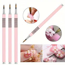 Pink nail brush Carved crystal nail nail pen Metal rod light therapy carved three-dimensional pattern manicure tool brush