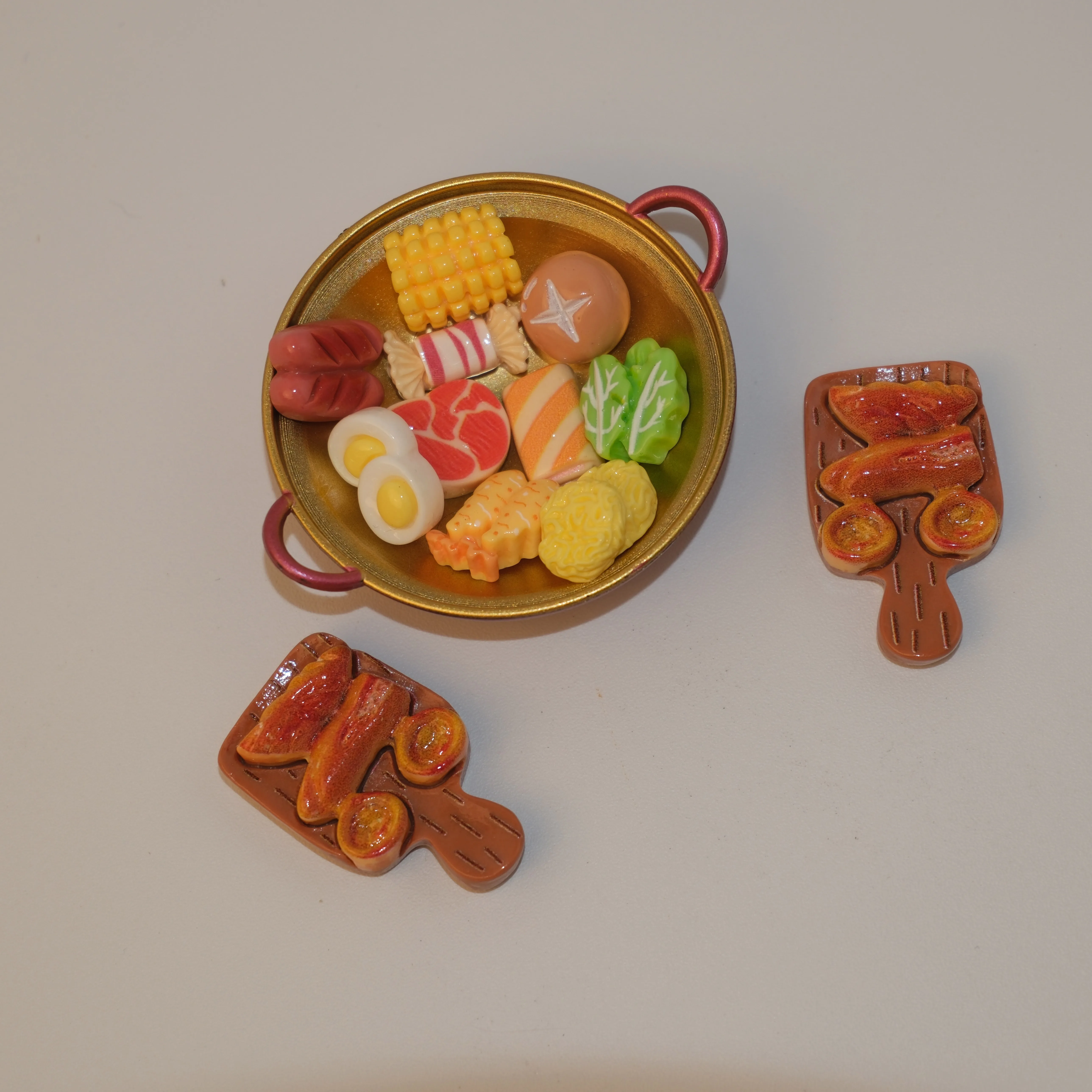 13pcs/1set， Simulated hotpot ingredient decoration, DIY miniature kitchen scene resin accessories