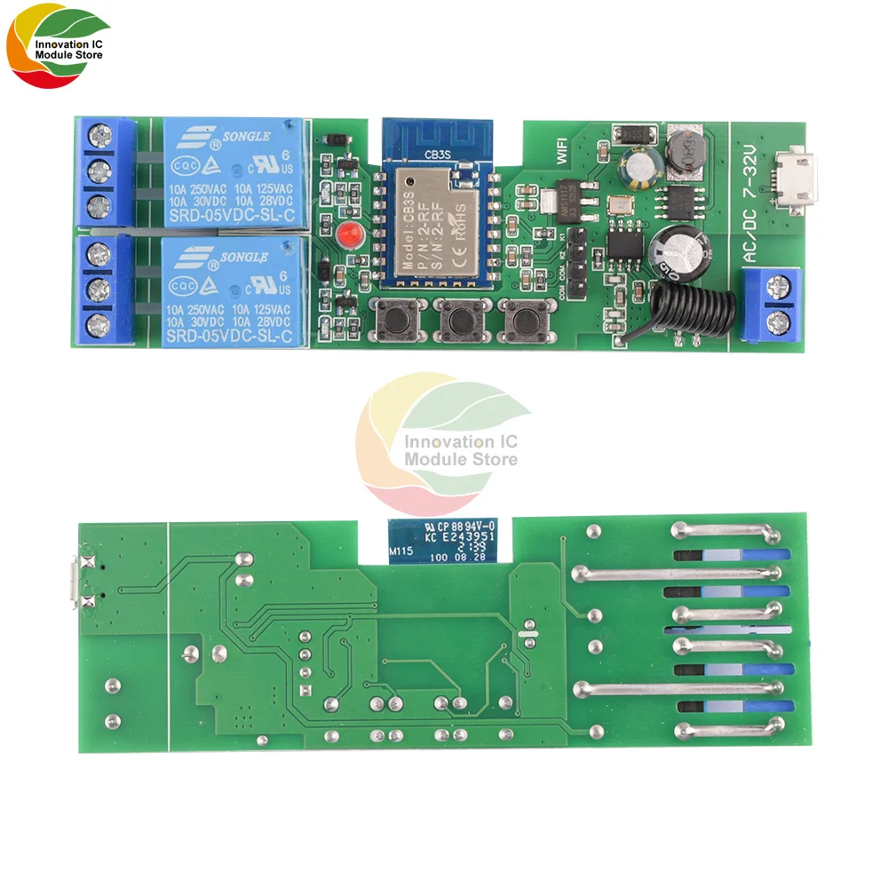 USB 5V DC7-32V 1CH 2CH 4CH RF WIFI remote control relay switch module 12V 24V support 2.4G WIFI Control+433MHZ RF remote control