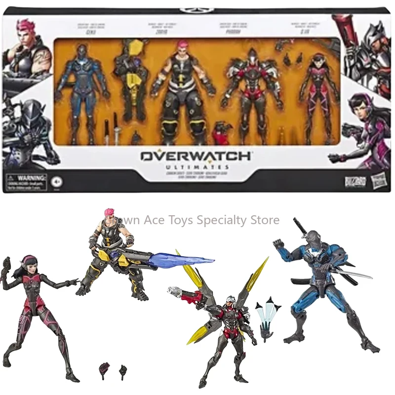 

Hasbro Overwatch Gamestop 4-Pack Genji Pharah Carbon Fibre Skin Zarya D-Va Midnight Skin Action Figures Trendy Collectible Toys