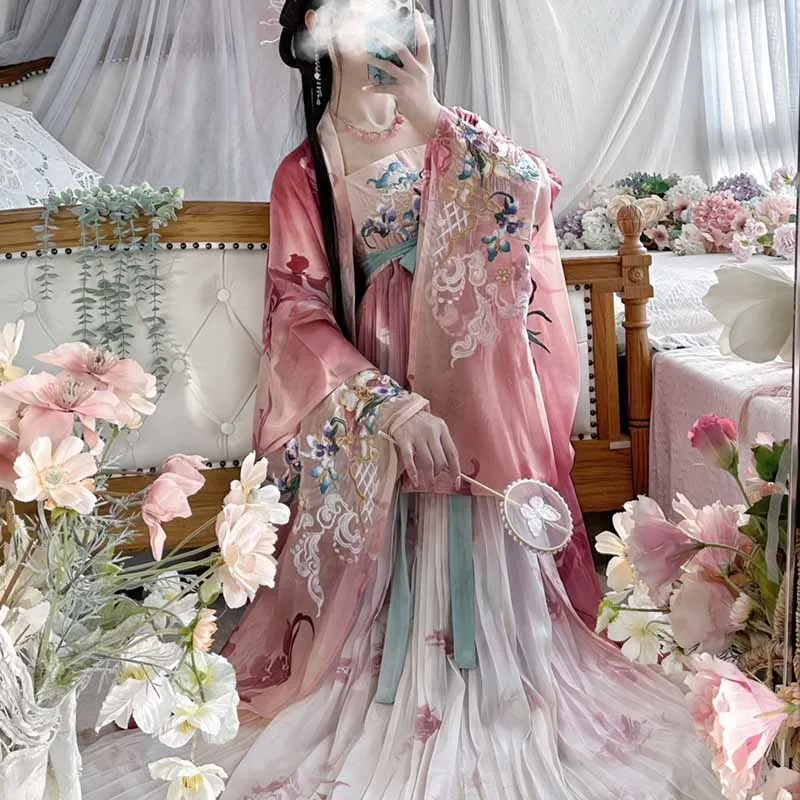 Chinese Hanfu Dress Women Halloween Carnival Cosplay Costume Party Outfit Ancient Chinese Embroidery Hanfu Dress Plus Size XL