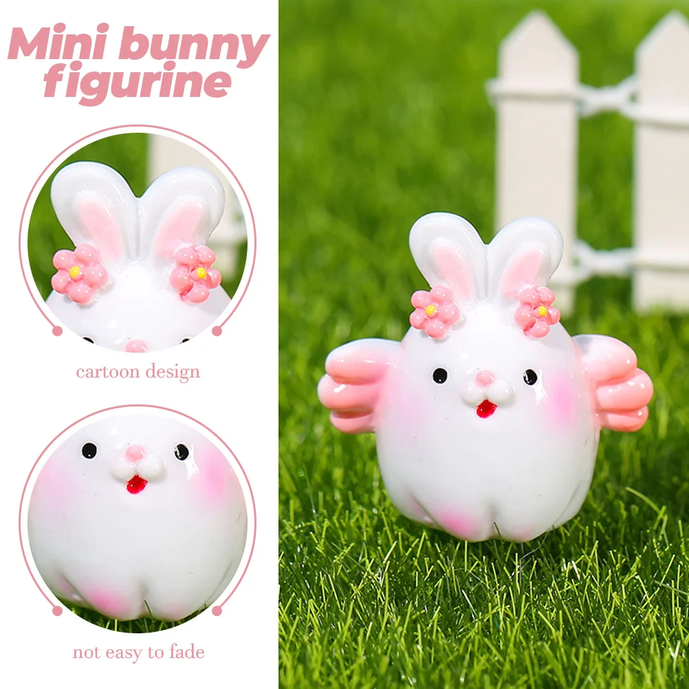 Figurines miniatures en résine, 8 pièces, Sculptures de lapin de dessin animé mignon pour voiture, jardin, aménagement paysager, décorations de bureau délicates