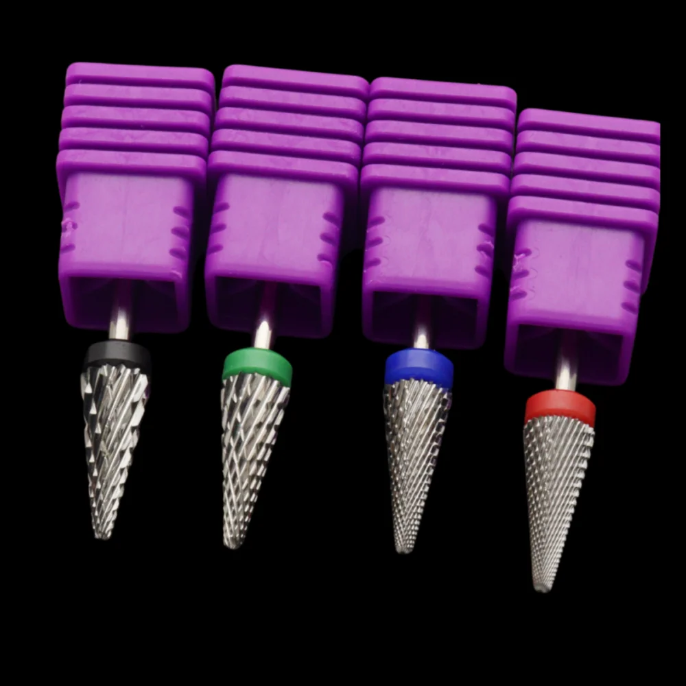 1Pcs Premium Tungsten Carbide Tapered Nail Drill Bit Dual Direction Left & Right Hand Universal Nail E-File Bit 2.35mm Shank