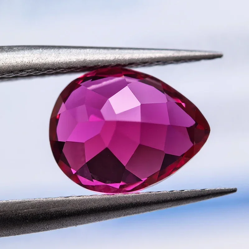 Lab Grown Sapphire Pear Shaped Hot Pink Color VVS1 Gemstones for Charms DIY Jewelry Making Materials Selectable AGL Certificate