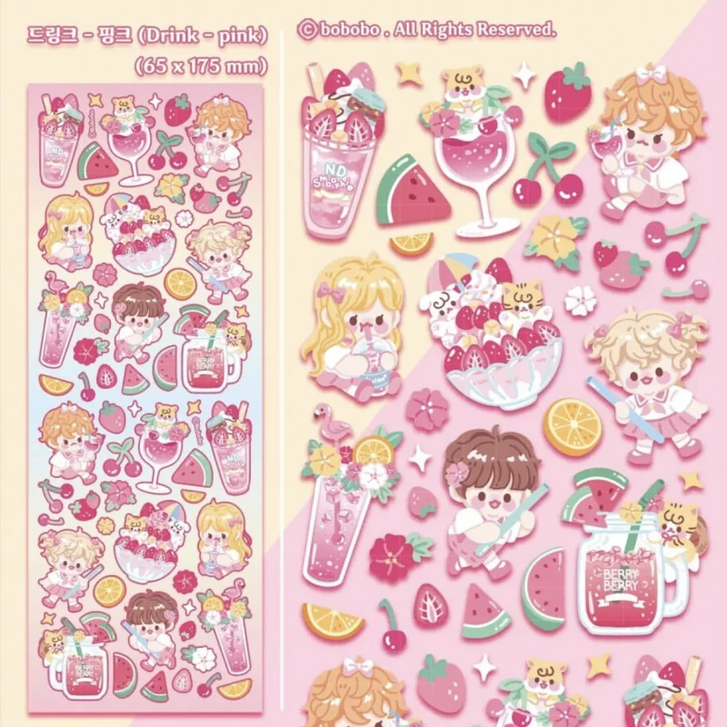 Korean bobobo Stickers Hand Account Notebook Planner Diary Scrapbook DIY Decorative Stickers Cute Cartoon Handbook Stickers