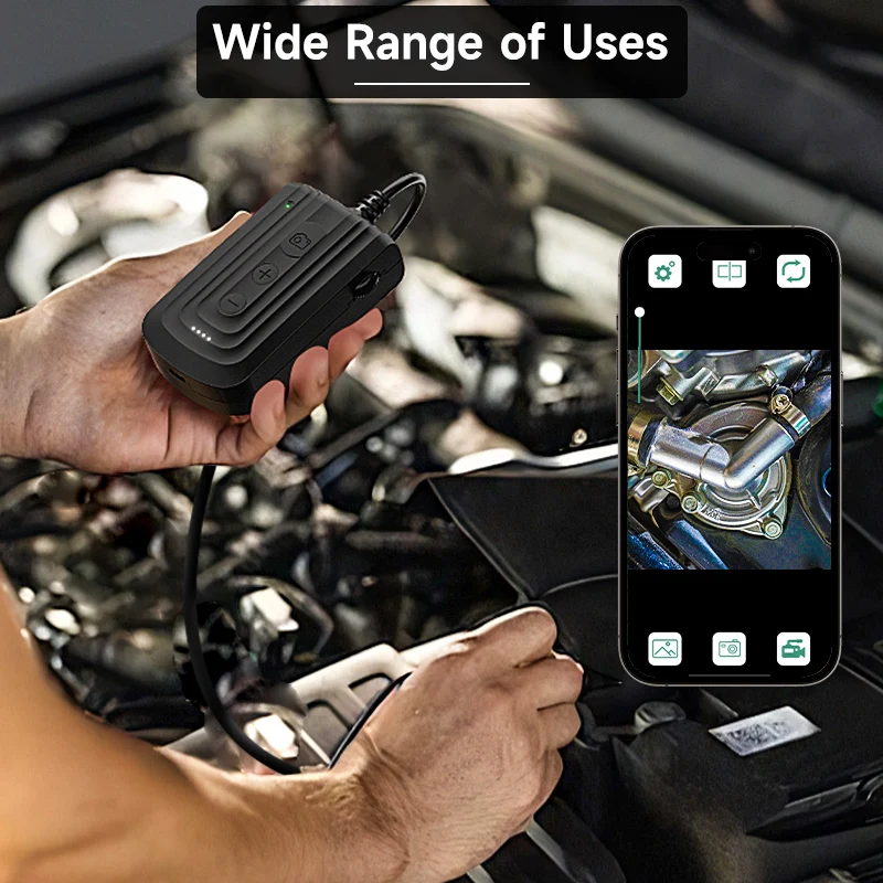 Industrial WIFI Endoscope 8MM Auto Focus Lens Wireless Pipe Inspection Borescope Waterproof Plumbing Camera With 8LEDs 2600mAh