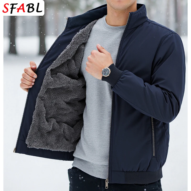 Warme Fleece Herbst Winter Jacken für Männer Business Büro Kleid Mantel Casual männer Winter Jacke Einfarbig Luxus Oberbekleidung mann – Detail 2