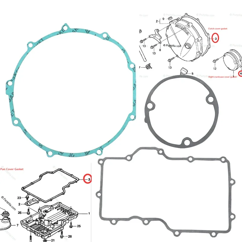 LOPOR Motorcycle Engine Stator Oil Pan Crankcase Clutch Cover Gasket For Honda CB750 Nighthawk 750 91-04 CB700SC CB700 84-86