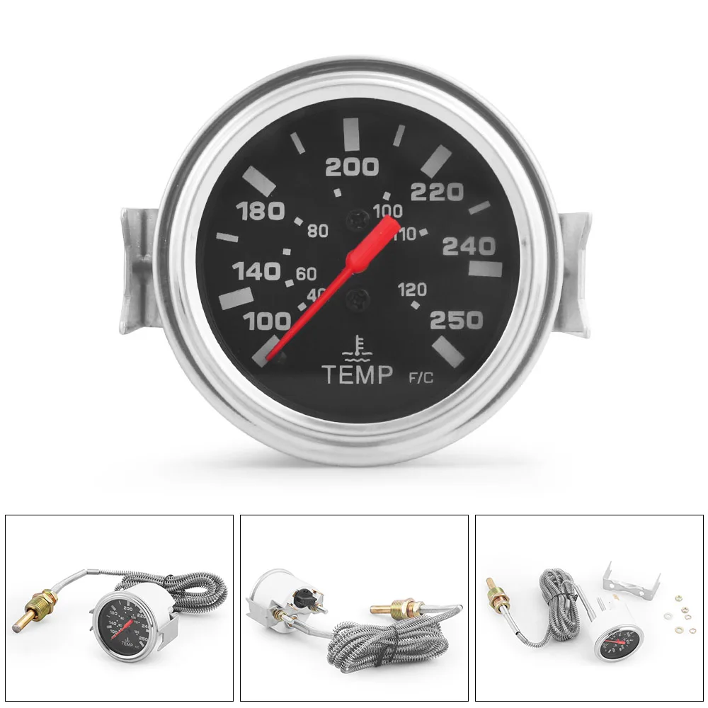 12V 2" 52MM Mechanical Water Temp Gauge 40-120℃/100-250℉ Water Temperature Gauge Car Meter With Sensor NPT 1/2