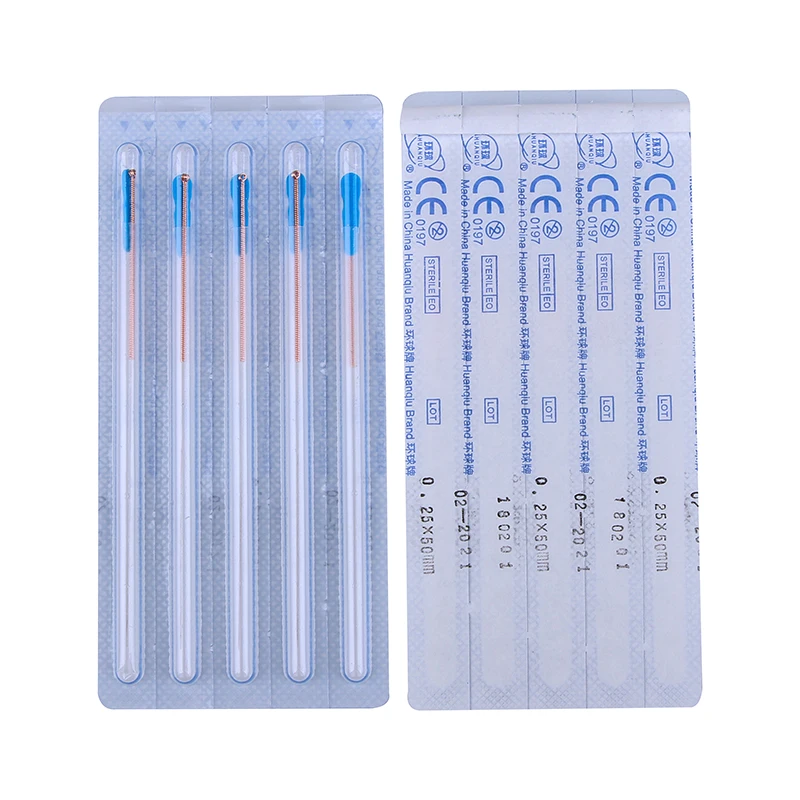 500pcs=5boxes Chinese Sterile acupuncture needle copper handle With Indivual Guide Tube Acupunture Therapy needles single use