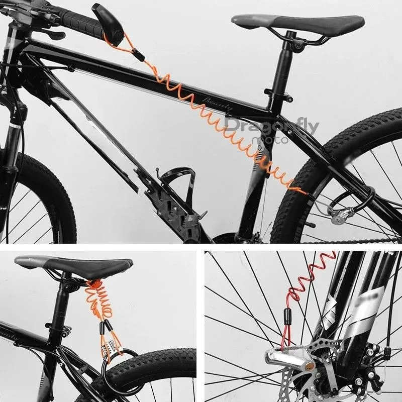 120cm Motorcycle Spring Cable Lock Anti Theft Rope Alarm Disc Lock Moto Bike Scooter Security Reminder Protection Accessories
