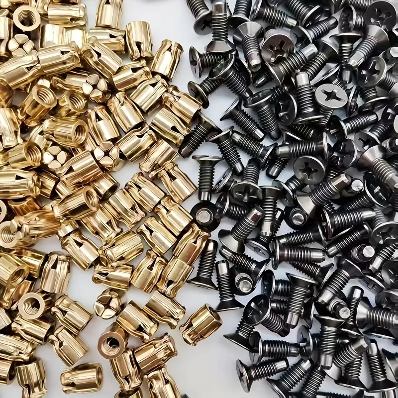 50 Set of Reusable Hinge Expansion Inserts, Pre-Embedded Nut,Suitable for Door Panel Fastener RepairDurable FastenersAnti-Rust C