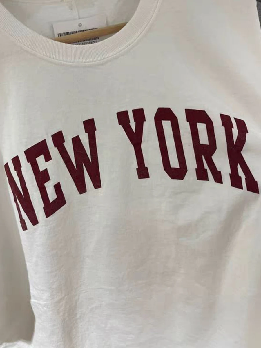 New York Letter Print Loose Tees Summer O-Neck Cotton Short Sleeve T-shirt Female American Vintage Streetwear Oversized t-shirt