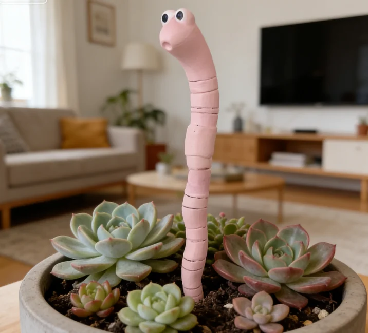 Potted Plant Humidity Monitor Battery Free Cute Earthworm Soil Moisture metais for Indoor Outdoor Plant Lawn Sensor Figurines