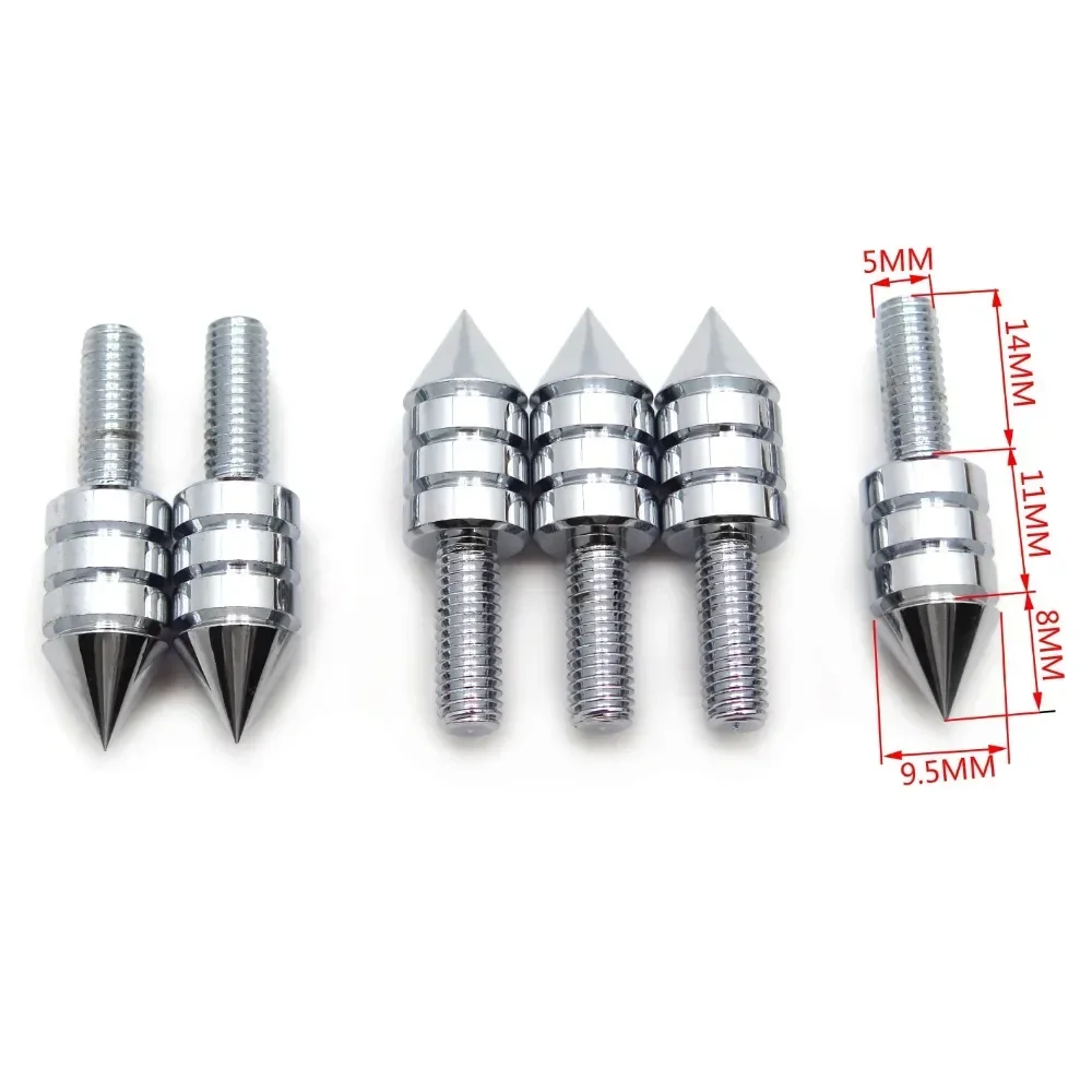 

Universal Chrome Motorcycle Spike Bolts (Windscreen, Fairings, License Plate) for Honda Kawasaki Suzuki Yamaha