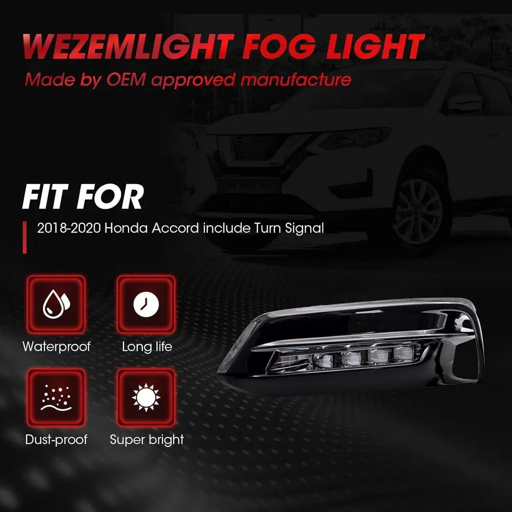 مجموعة إشارة الانعطاف LED لسيارة Honda Accord لعام 2018-2020 مع عدسة شفافة، تتضمن مفتاحًا ومجموعة أسلاك #4