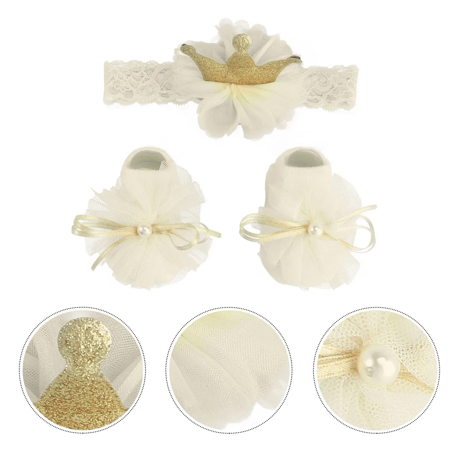 1 مجموعة الجوارب هيرباند الدانتيل Bowknot تاج نمط مريح لينة تنفس لوازم الملابس هدية