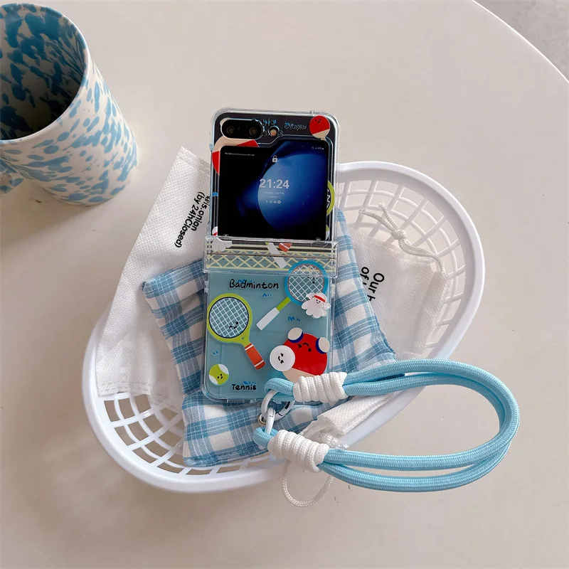 Funda de teléfono de bádminton 3D para Samsung Galaxy ZFlip3, ZFlip4, ZFlip5, ZFlip6, carcasa trasera dura de PC para Z Flip 6