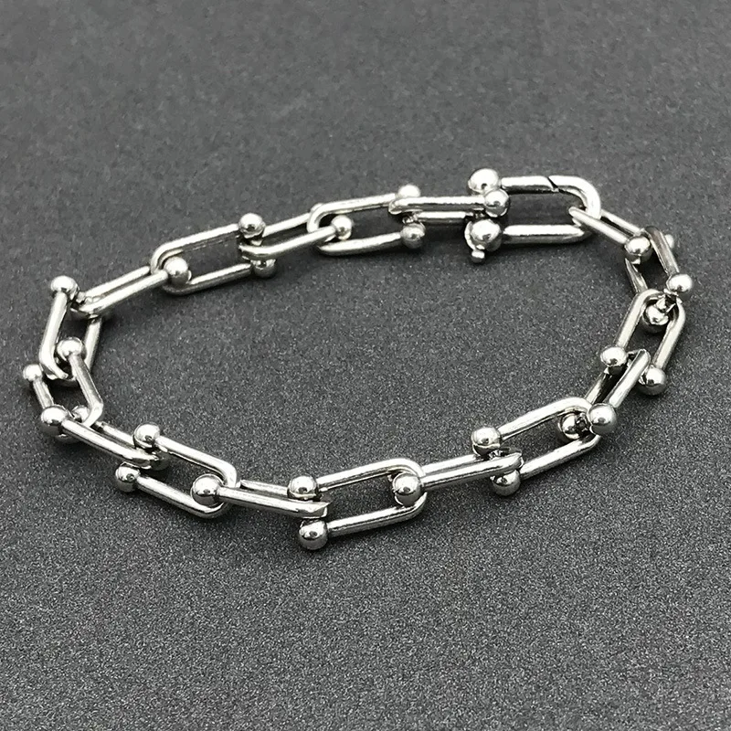 S925 pure silver U-shaped bracelet, personalized and simple chain accessory  Retro best friend fashion jewelry