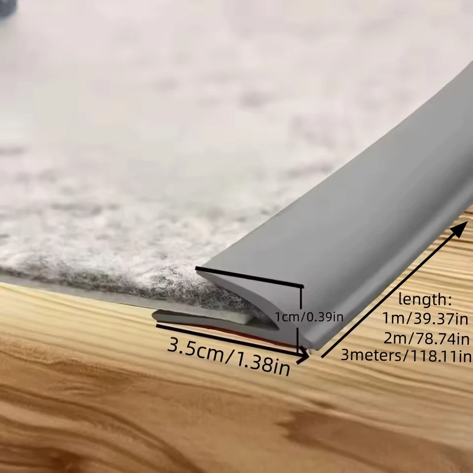 1pc 1m/2m/3metersX3.5cm PVC Carpet Edge Trim Strip Self Adhesive Flexible Rug Edge Protector CuttableTransition Cover