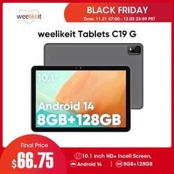 weelikeit 2024 태블릿 10인치, 안드로이드 14 태블릿, 128GB+512GB 확장, 2.0GHz 프로세서, HD IPS 터치스크린, 6000mAh 배터리, 5G/2.4G 듀얼 WiFi, BT 5.0, 분할 화면 지원, 듀얼 카메라