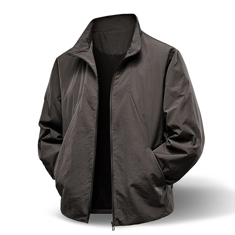 

Men's 2025 Casual Jacket Stand-Up Collar Zipper Windproof Waterproof Outdoor Sports Versatile Thin Spring Fall