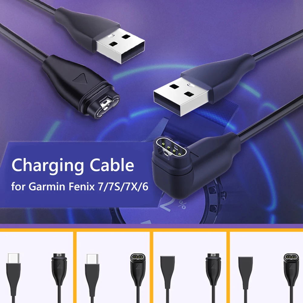 1m/17cm Charging Cable Replacement Parts Watch Charger Wire Accessories Smart Watch Charging Cable for  Fenix 7/7S/7X/6/6S