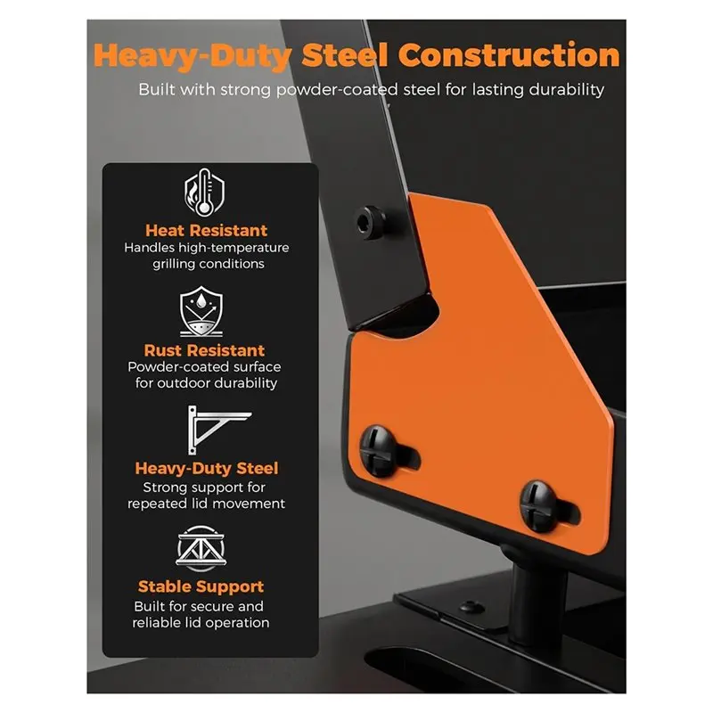 A48P-For Blackstone Griddles-Forced Open Hinge& Handle Kit-Flip-Up Hood Accessory For 28