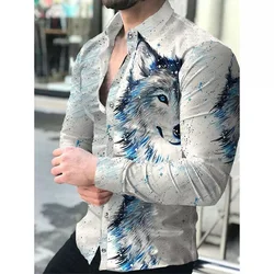 Camisas de animales con estampado Digital 3D para hombre, camisas informales de talla grande a la moda, tops de primavera y otoño, novedad de 2023