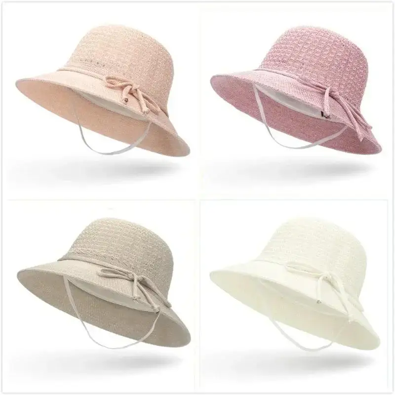 Summer Braided Beach Sun Hat For Women Solid Color 6cm Brim Sunshade Visor Hat Outdoor Travel Vacation UV Protection Sunhat