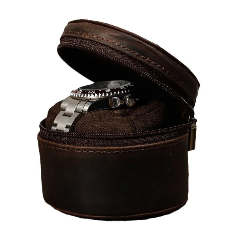 レトロな牛革の機械式時計ケース,ポータブル,シングルパック,収納,ギフトボックス