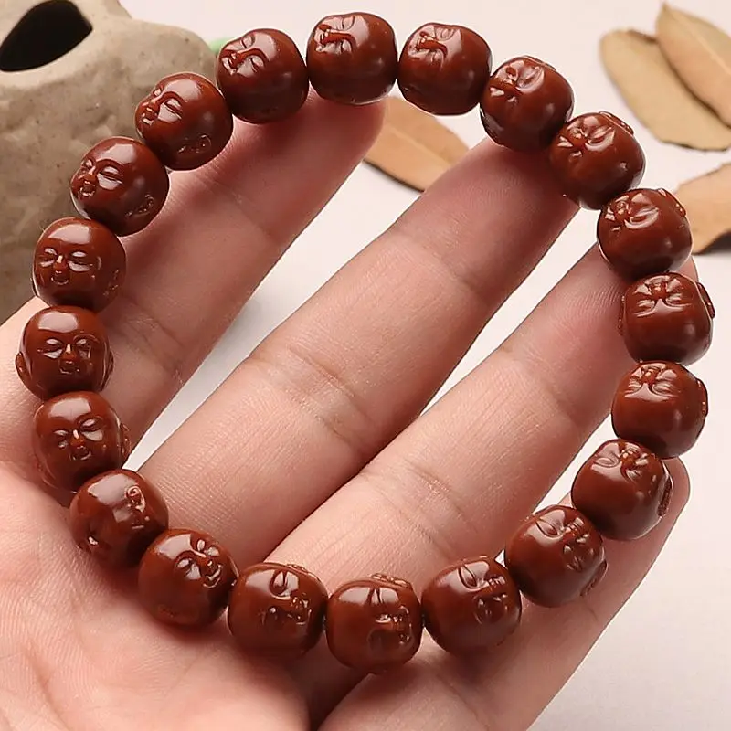 

Natural Brush Finished Jadified Pulp Samanera Hand Carved Men's Crafts Women's Bracelet Hundred-State Little