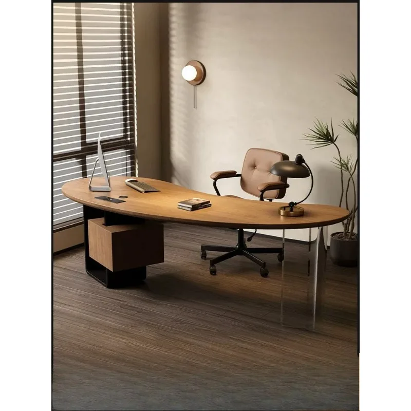 Solid wood computer desk, boss desk, president's office workbench, home desk, medieval style and modern high-end sense