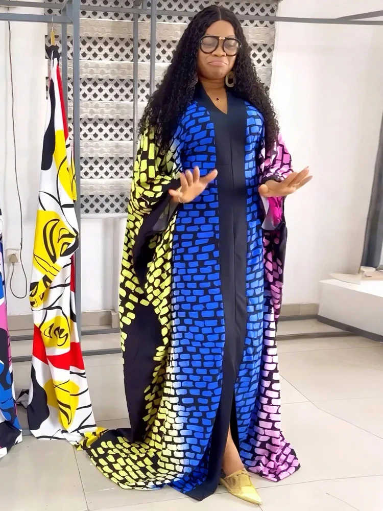 

African Women Traditional Outfit Ankara Dashiki Print Dresses Dubai Turkey Abayas Party Evening Dress Africa Clothing Boubou