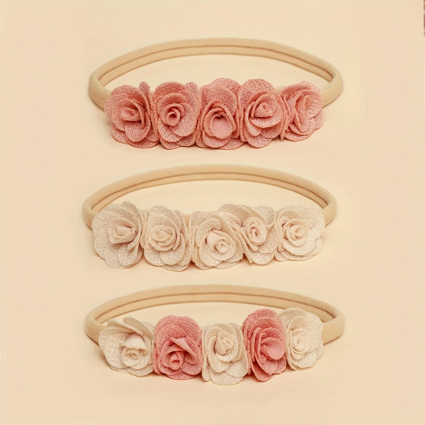 3 stks/set baby meisje hoofdband pasgeboren elastische bloem peuter haarband kinderen hoofddeksels nylon zachte haarband kinderen haaraccessoires