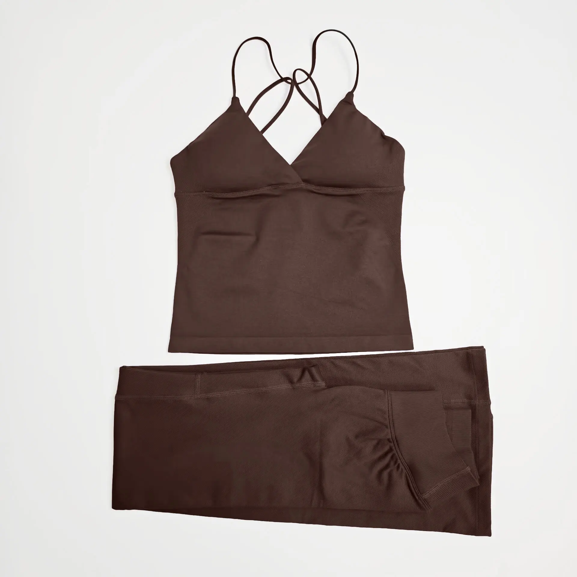 NCLAGEN Dames Sportkleding Vision Set Twist Front Longline Top + Flares 2-delig Fitnesspak Workout Running Outfit Gymkleding