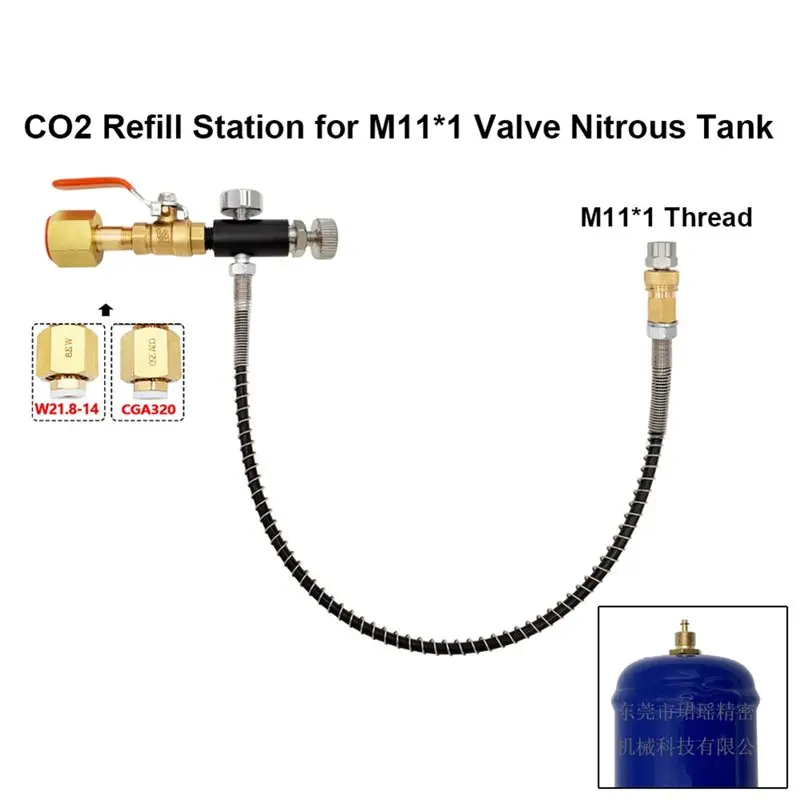 ABMS-CO2 Refill Filling Adapter Converter Quick Connect Adapter M11x1 Threaded For N2O Whipped Cream Cylinder W21.8-14