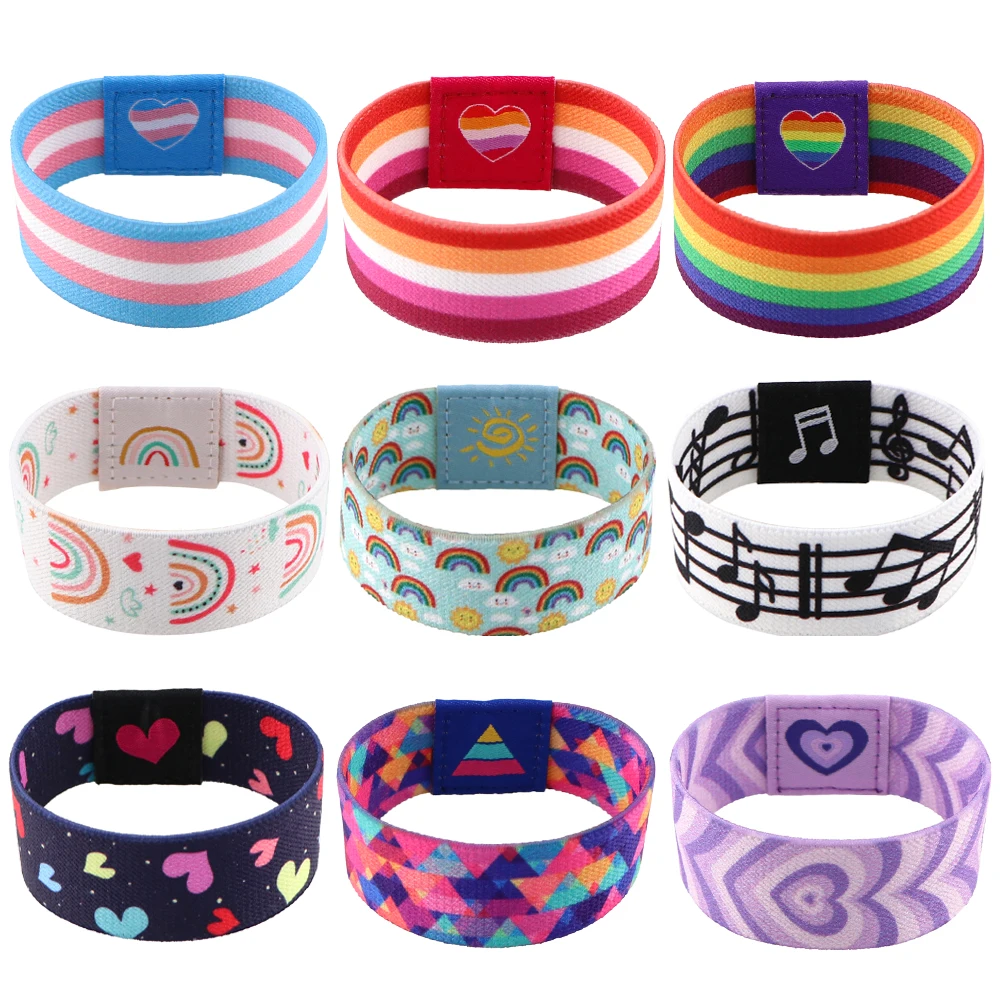 

Asexual Gay Lesbian LGBT Stretch Wristband Bracelet Men Women Rainbow Wide Band Bangles Armband Fashion Accessories