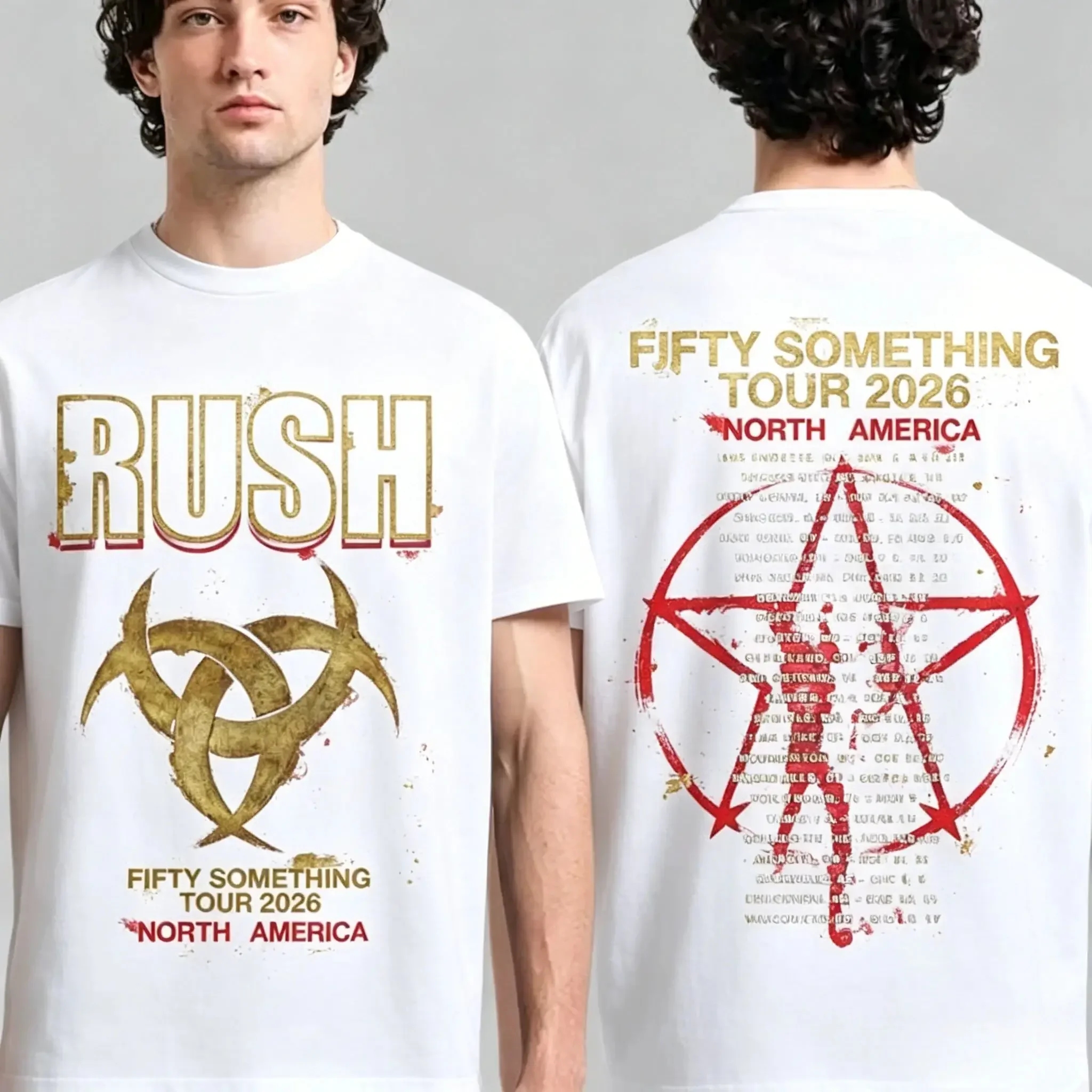 RUSH Band FIFTY SOMETHING TOUR 2026 NORTH AMERICA Concert T - Shirt Rock Music Tee Men Vintage Short Sleeve with Tour City List