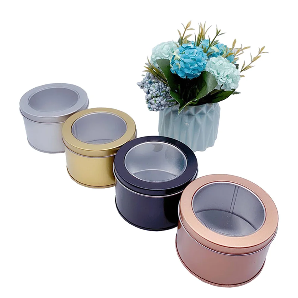 

4Pcs Cake Tin Sealed Cans Coffee Beans Storage Kitchen Tool Snacks Container Food Bottle Silver Canister Iron Material Moisture