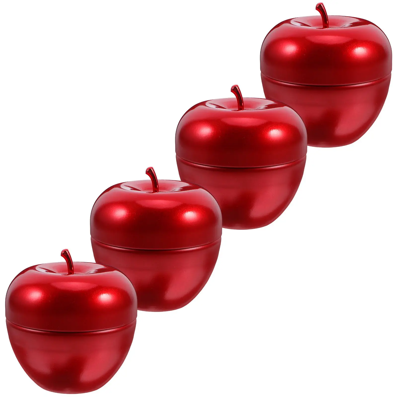 

4 Pcs Tin Box Decorative Keepsake Box Metal Candy Container Red Decorative Storage Boxes Empty Food Dispenser Durable Jar