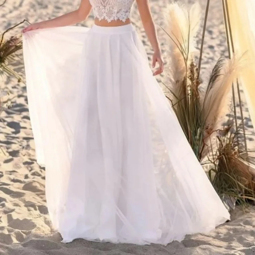 Chiffon Flowy Hochzeit Long Skirts A-Line Bodenlangen Formelle Party Skirts Strand Maxi Skirt Maßgeschneidert