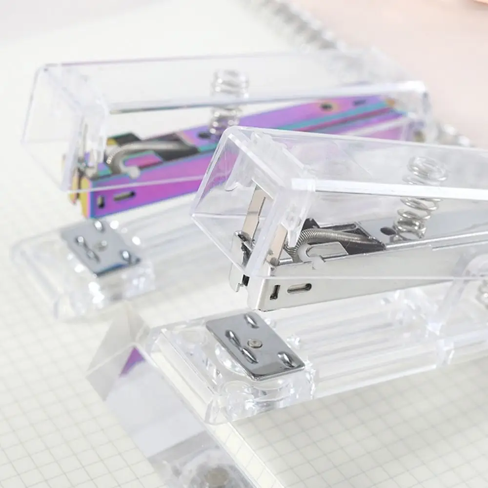 Durable Manual Transparent Stapler Rose Gold Bookbinding Tool Paper Stapler Portable Creative Book Binding Machines Student