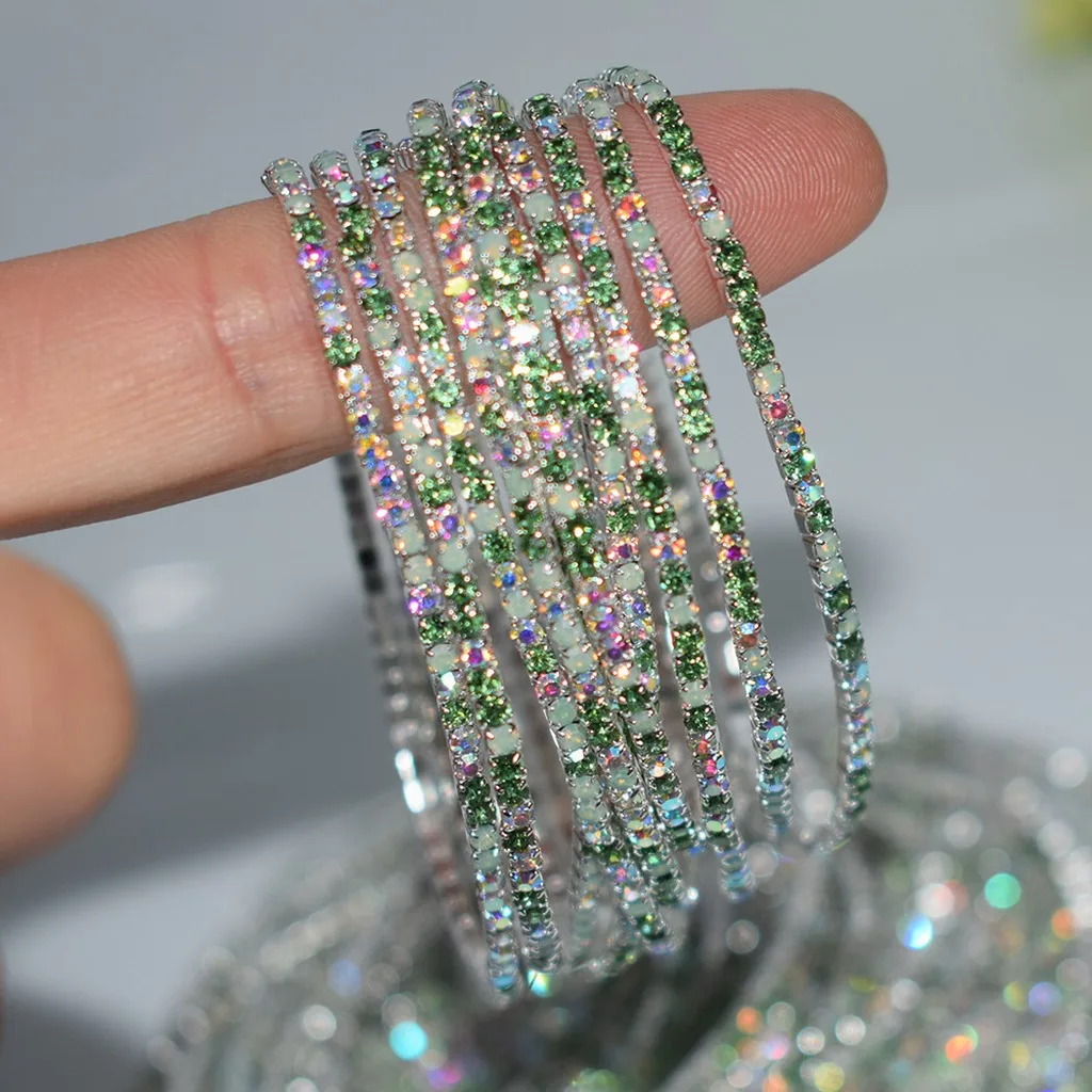 Sparkling Stretch Bling Bracelets Elastic Fashion Hand Jewelry Single Row Bracelets Comfortable Thin Bracelets For Gift For Date