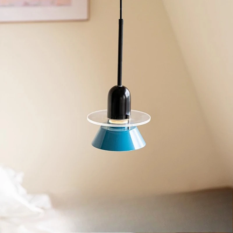 

New master bedroom bedside long line small chandelier Nordic Memphis children's room color macaron room entrance line light