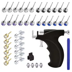 Professional Ear Piercing Kit with 36 Diamond Stud Earrings-Reusable Ear Piercing Gun for Salon and Home Use