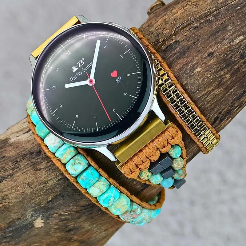 22mm 20mm Watch Strap For Samsung watch 4 3 Strap Boho Natural Stone Bracelet Amazfit Bip GTS 2 2e 2mini Band GT2Pro GTR2e GT2 3