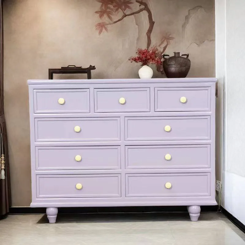 American light luxury dopamine cream bucket cabinet, storage cabinet, modern simple cabinet in bedroom, European solid wood